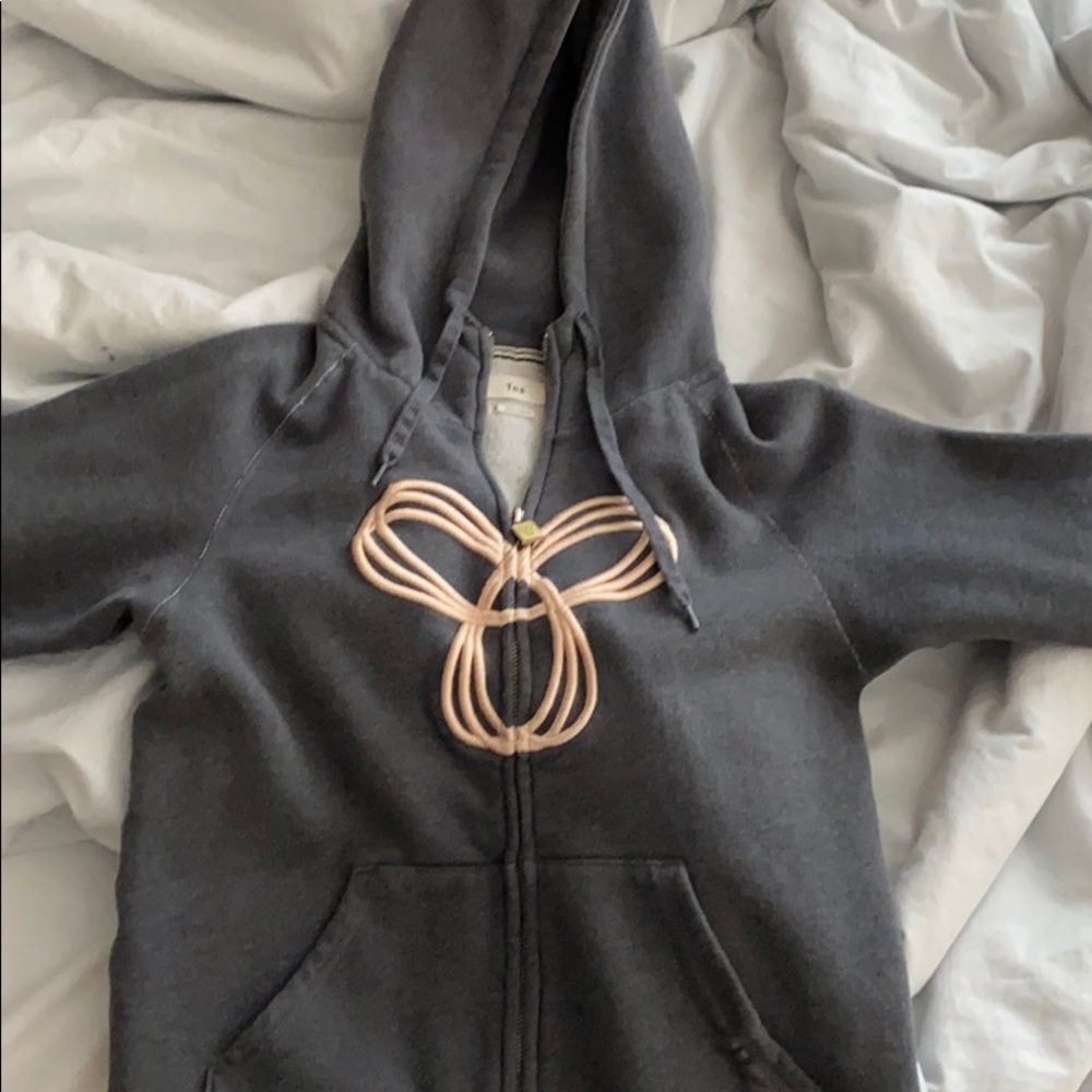 Aritzia Tna logo zip up hoodie grey and pink logo